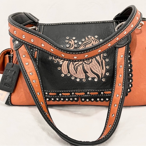 P&G Collection Faux Leather Western Horse Studs Handbag NWT SOLD AS IS - Picture 6 of 16
